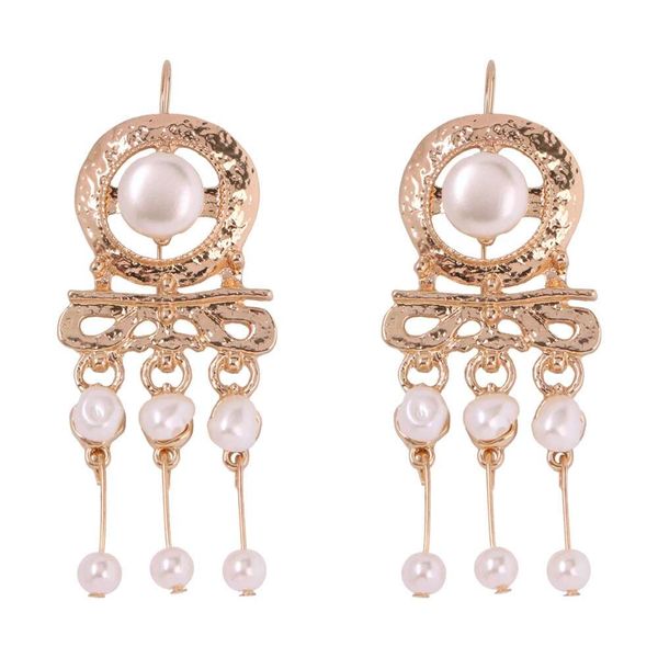 

pearls alloy tassels dangle earrings for women western holiday style chandelier earring luxury gold wedding engagement jewelry ing, Silver