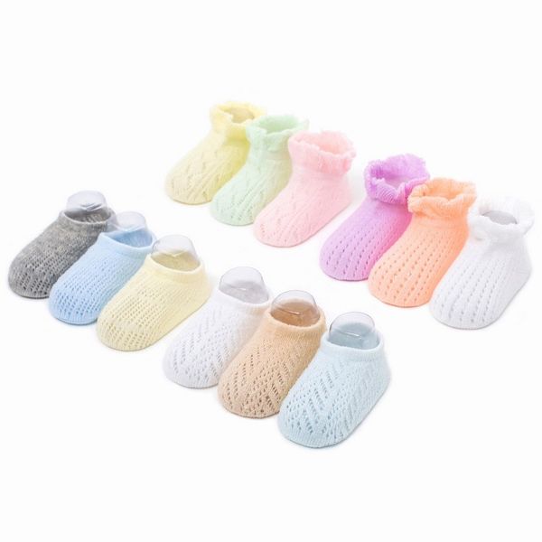 

3 pair/ lot kids spring summer cotton children breathable mesh socks born baby girl infant socks, Pink;yellow