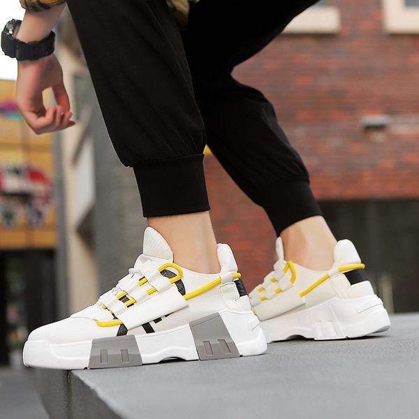 

canvas thick sole fashion sneakers slip on man black shoes casual hombre platform sneakers flat shoes men white trainers for man