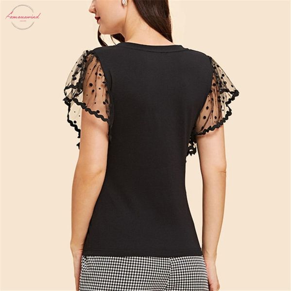

fashion women summer lace patchwork t shirts elegant daily clothes black short sleeve casual t shirt new tees, White