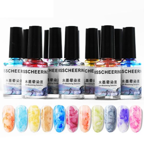 

15ml watercolor ink nail polish blooming gel smoke effect marble smudge liquid diy varnish manicure decor nail art salon set