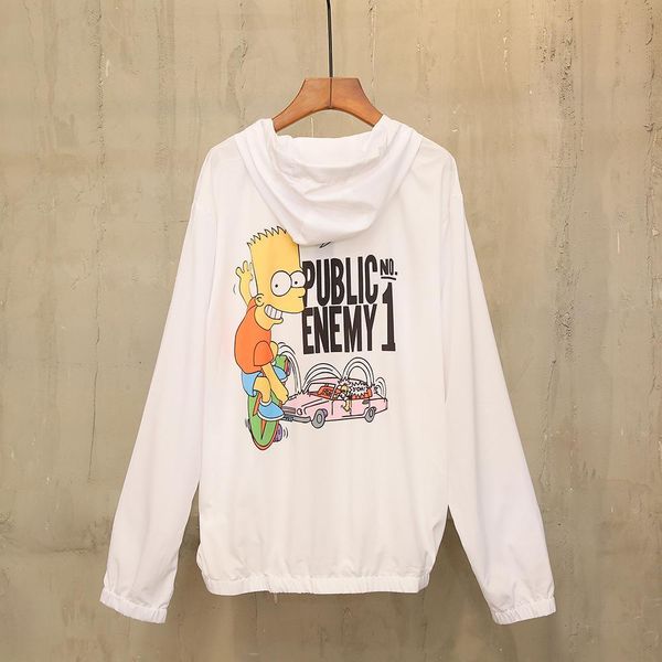 

mens designer quality coat ow white simpson print couple fashion sun protection clothing summer thin jacket, Black;brown