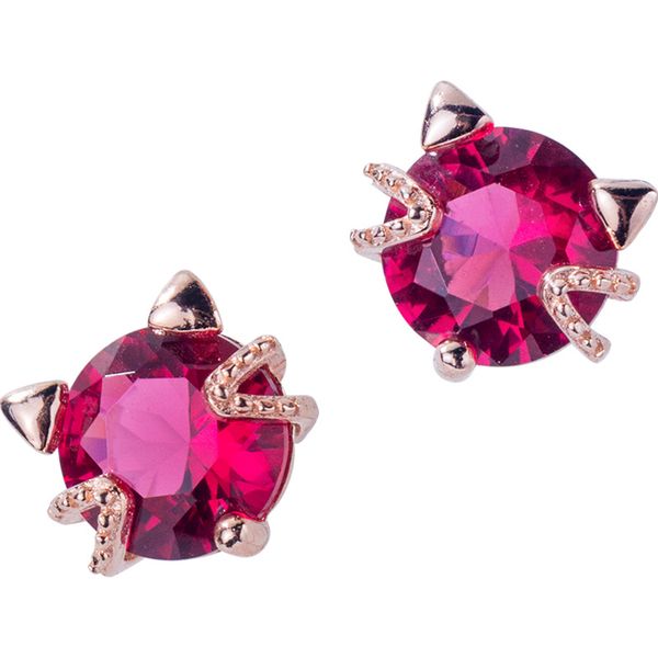 

cute red cz cat 925 sterling silver stud earrings, Golden;silver