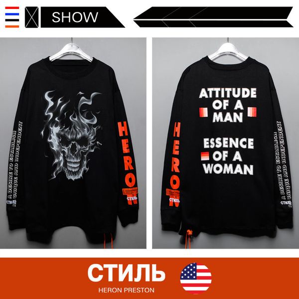 

Mens 2019 Luxury Designer Clothes Euramerican Hip-hop Popular Logo HERON PRESTON Long Shirt Round Neck Letter Print Long Sleeve T-shirt