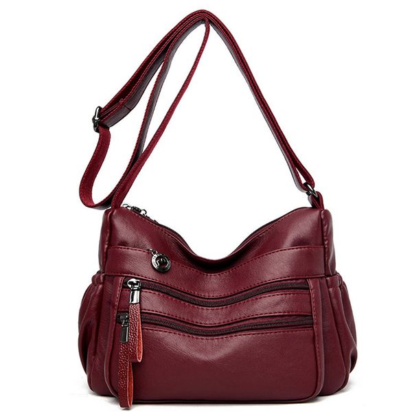 

2018 soft leather luxury handbags women bags designer double zippers shoulder crossbody bags for women sac a main