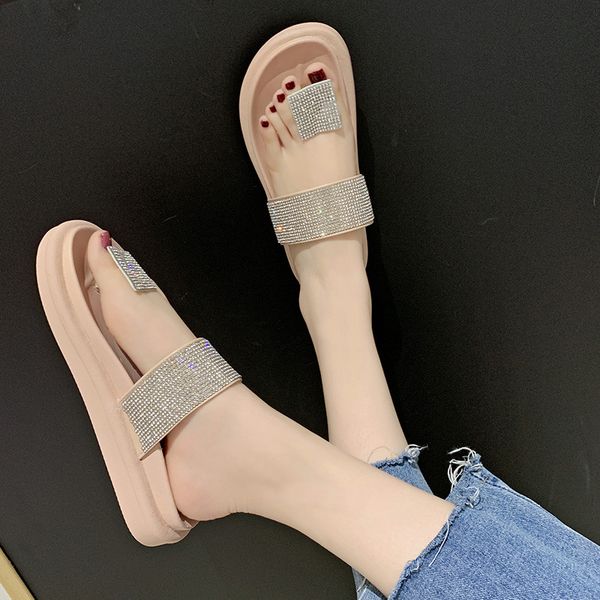 

shoes summer woman med house slippers platform rubber flip flops slipers women glitter slides fashion beach flat hawaiian, Black