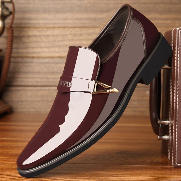 

men's casual business office formal dresses soft leather shoes point toe oxfords shoe gentleman loafers zapatos de hombre mans, Black