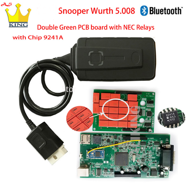 

2020 auto w-o-w snooper wurth v5.008 r2 with bluetooth obd2 diagnostic tool ds-tcs vd coms with led light function for 12v/24v