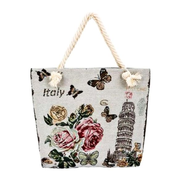 

large canvas handbag owl printed rope strap daily use casual style shoulder bag