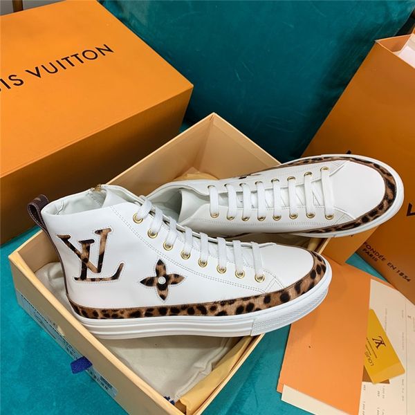 

italian counter brand women's shoes new lace-up sports casual shoes white shoes high-leopard trendy women's shoe size 35-40 03, Black