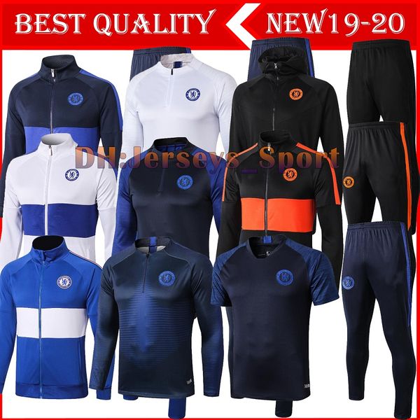 

19 20 mens pulisic kante soccer tracksuit jacket hoodie 2019 2020 pedro giroud willian football jackets training suit jogging, Black