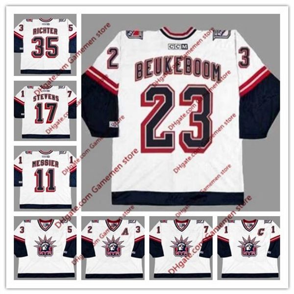 

mens #23 jeff beukeboom new york rangers mike richter kevin stevens mark messier ccm vintage retro hockey stitched jersey size s-4xl, Black;red