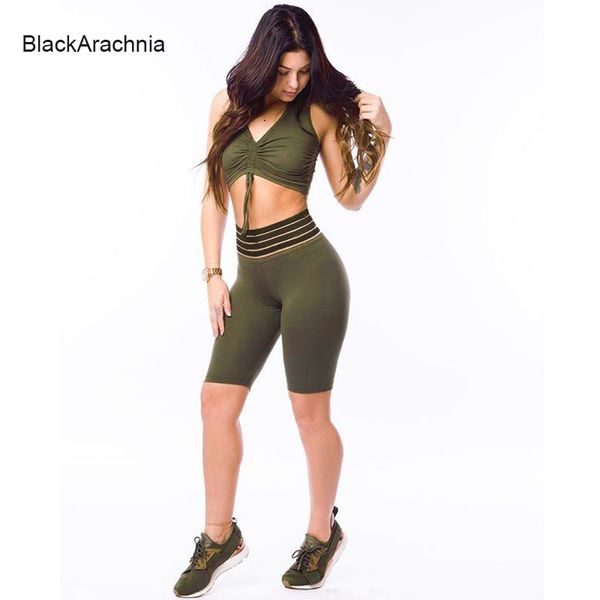 

blackarachnia women gym set yoga 2 piece solid color bra sleeveless +sport shorts fitness running yoga gym sports set, White;red