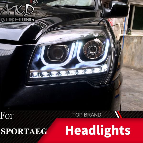 

head lamp for car kia sportage 2007-2013 headlights fog lights daytime running lights drl h7 led bi xenon bulb car accessories
