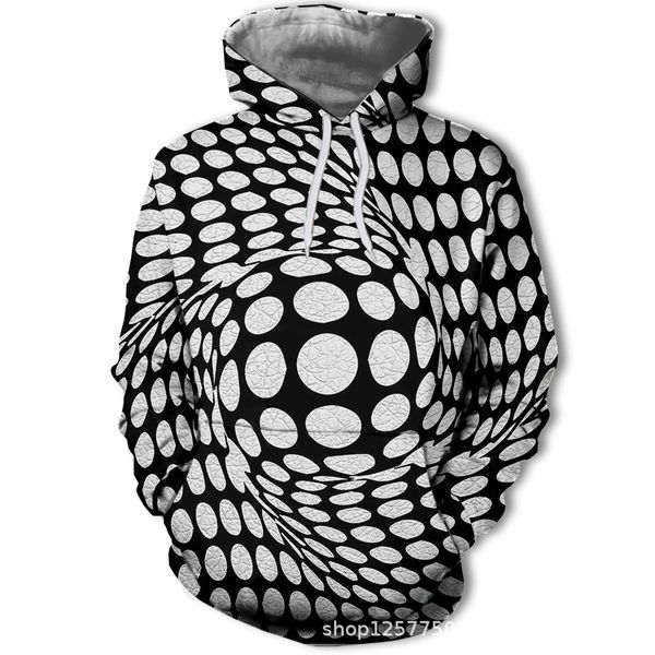 

mens designer black and white circle 3d digital printing sweater one = piece
