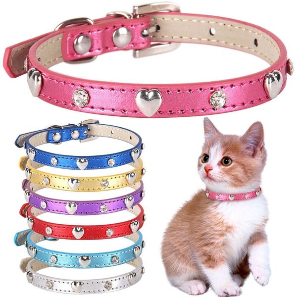 

rhinestone small dog cat collar personalized heart-shaped rivet chihuahua puppy collars necklace kitten neck strap accessories