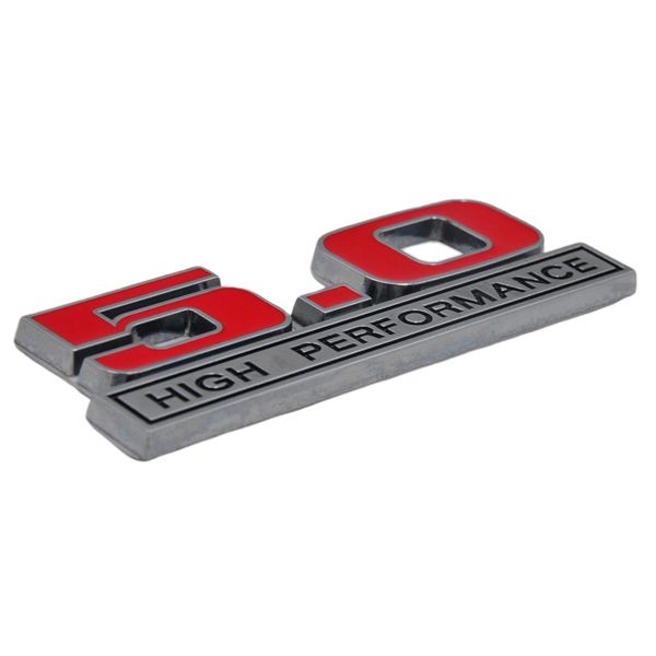

side badge fender emblems 3d red finish logo 5.0 decal for ford cars