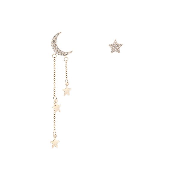 Acheter Les étoiles Filantes Capturer La Lune Tempérament Sud Coréen Glands Style étoile Lune De Style Long Boucles Doreilles Personnalité Féminine