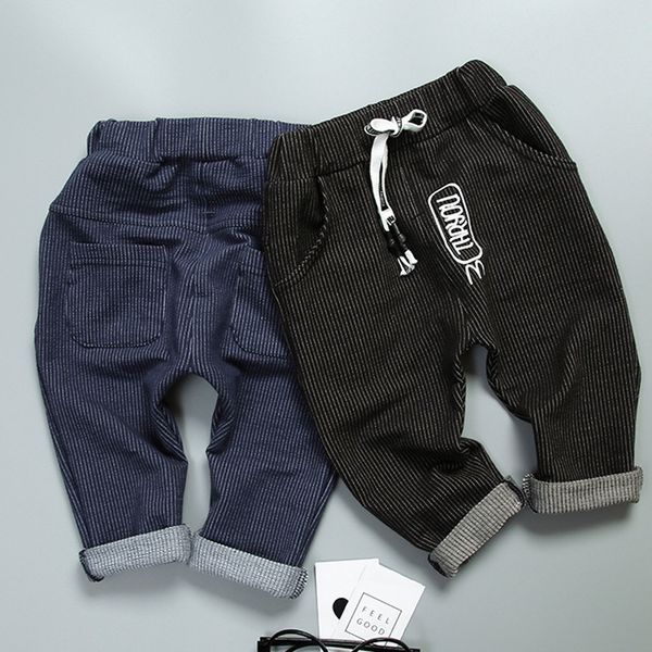 

осень дети мальчики мужские полные брюки полосатые письмо младенцы bebe одежда повседневная длинные брюки pantalones s5524 y190529, Blue