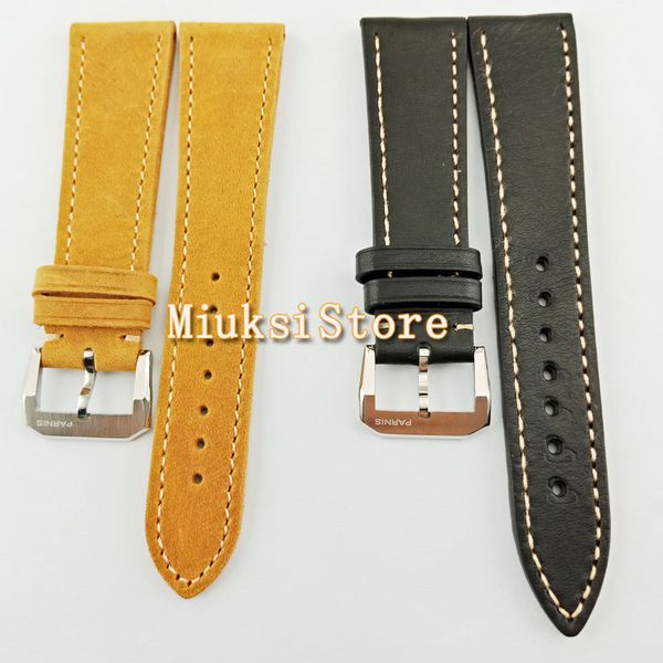 

2021 22mm leather bands stainless steel buckle black/camel men watch strap