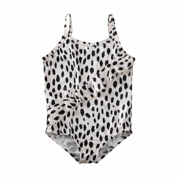 

kids girl leopard print swimwear monokini one piece swimsuit beach swimming costume, White