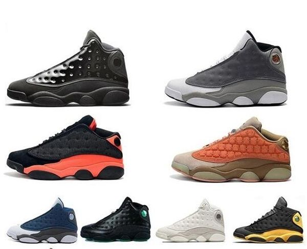 

13 13s cap and gown mens basketball shoes atmosphere grey terracotta blush black infrared phantom hyper chicago black cat men size 7.0-13