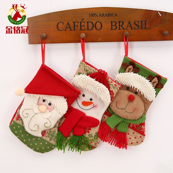 

new year christmas stocking gift bag noel snowman reindeer santa claus socks natal xmas tree candy ornament gifts decorations