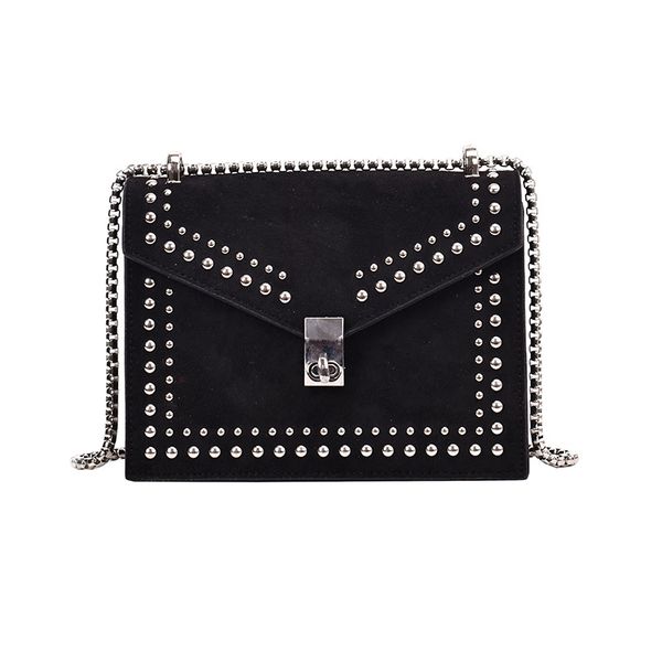

autumn and winter small bag woman 2019 popular new rivet small square bag korean version of the sanded lady slant