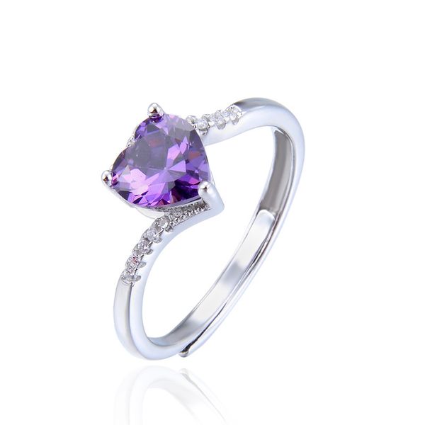 

loye 925 sterling silver amethyst zircon rings for women fashion simulated diamond ring wedding ring engagement jewelry, Golden;silver