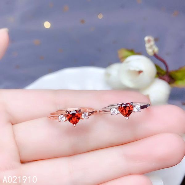 

kjjeaxcmy boutique jewelry 925 sterling silver inlaid natural garnet gemstone female ring support detection trendy, Golden;silver