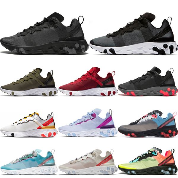 

triple black react element 87 55 running shoes undercover for men women tour yellow violet grey sports trainers designer sneakers