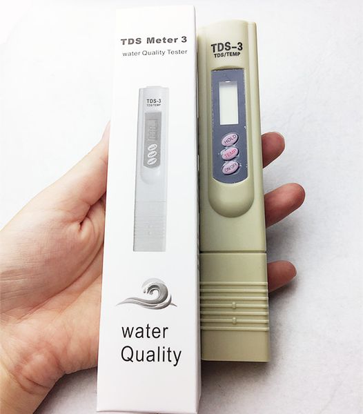 Freeshipping 100 pz / lotto da dhl o fedex Digital Portable Pen Strumento di misurazione dell'acqua TDS Meter Tester 0-9999 PPM Temp