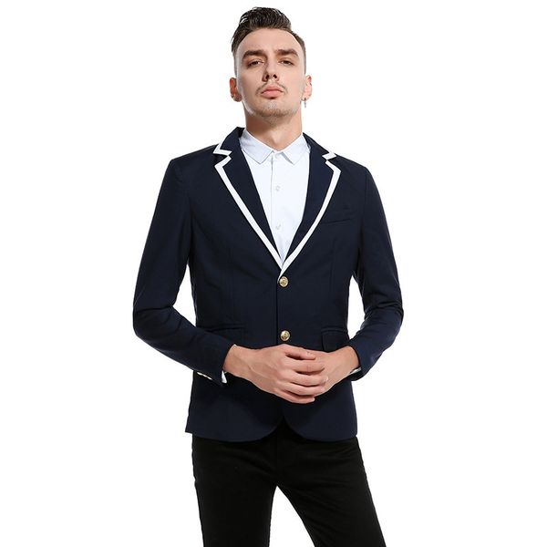 

notched men casual blazers and jackets striped office jacket long sleeve slim single breasted mens designer blazer, White;black