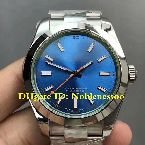 

2 color swiss eta 2836 watch men's 904l steel 40mm green crystal blue dial anniversary 116400gv gm factory automatic watches mens watch, Slivery;brown