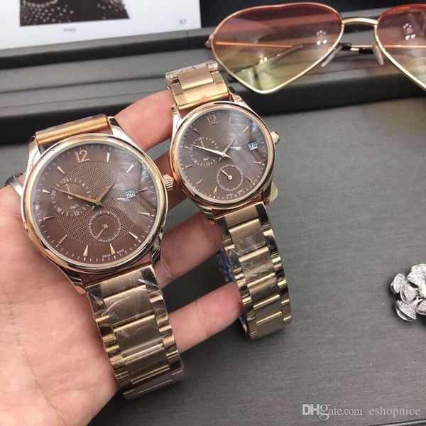 

lovers' brand mens womens watches rose gold full stainless steel band all dials work luxury wrist watch for ladies men valentine's, Slivery;brown