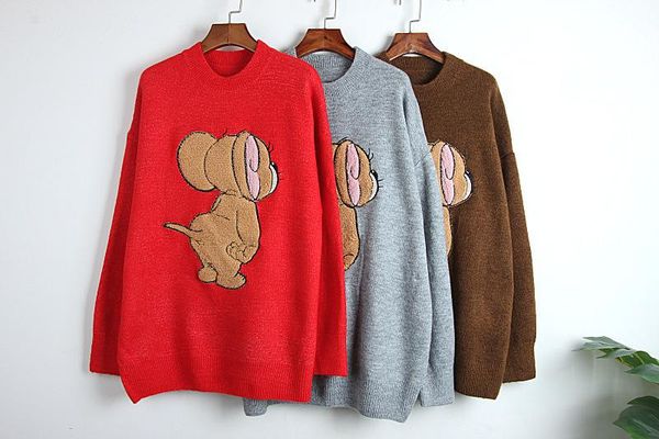 

1216 2020 весна бренд же стиль sweter пуловер хаки красный серый круглый вырез мода роскошь женская одежда kint dl, White;black