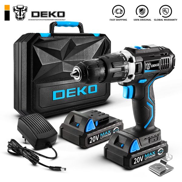 

deko gcd20du 20v max household diy woodworking lithium-ion battery cordless drill driver power tools electric drill power