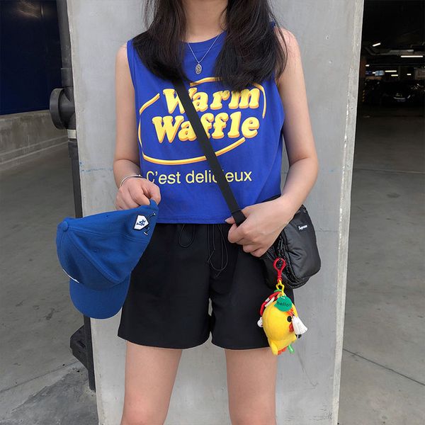 

4 colors tank tees women crop casual korean style summer letter print female (x574, White