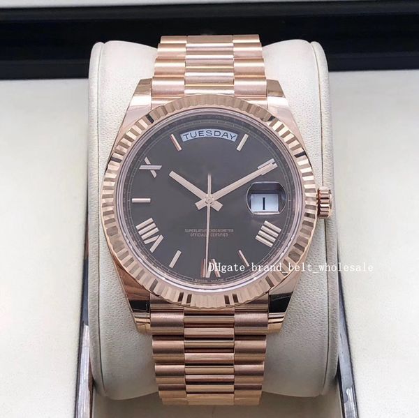 

shopkeeper recommend asia 2813 movement day date 228235 40mm rose gold chocolate pattern dial watch men's watch, Slivery;brown