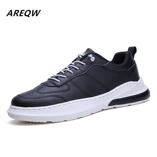 

men's casual shoes sneakers for men flats trainers walking shoes zapatillas british style shoe lace up pu leather men, Black