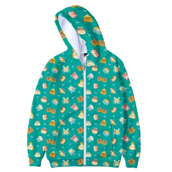 

men's hoodies & sweatshirts cartoon animal crossing 3d fashion zipper women/men long sleeve hooded sweatshirt casual harajuku streetwea, Black