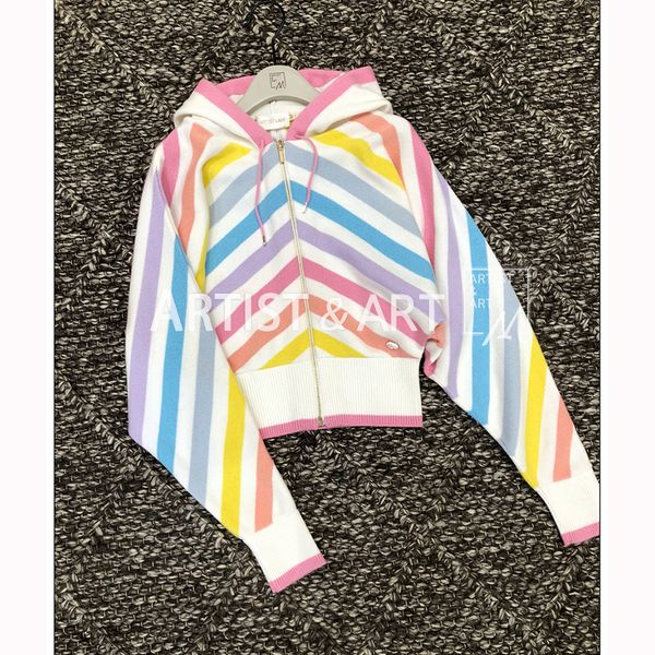 

svoryxiu autumn winter runway colours striped sweater coat women's high end wool cashmere knitting cardigan, White;black