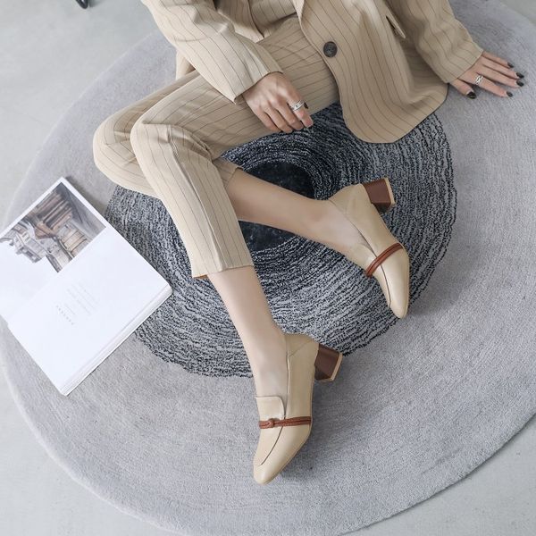 

oversized ladies high heels women shoes woman pumps square-headed shallow-mouthed thick-heeled shoes, Black