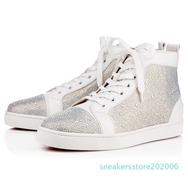 

2019new luxury designer fashion designer brand studded spikes flats red bottom casual shoes for men women party genuine leather sneake, Black