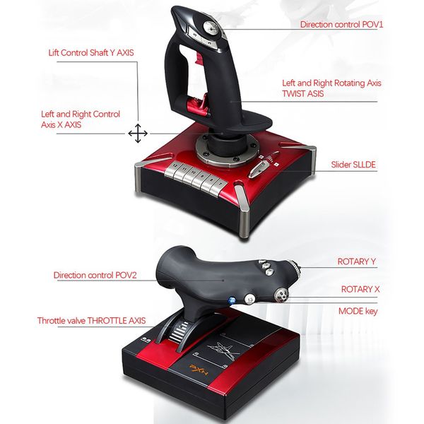 

pxn-2119ii flight stick joystick usb simulator gamepad gaming controller fr pc