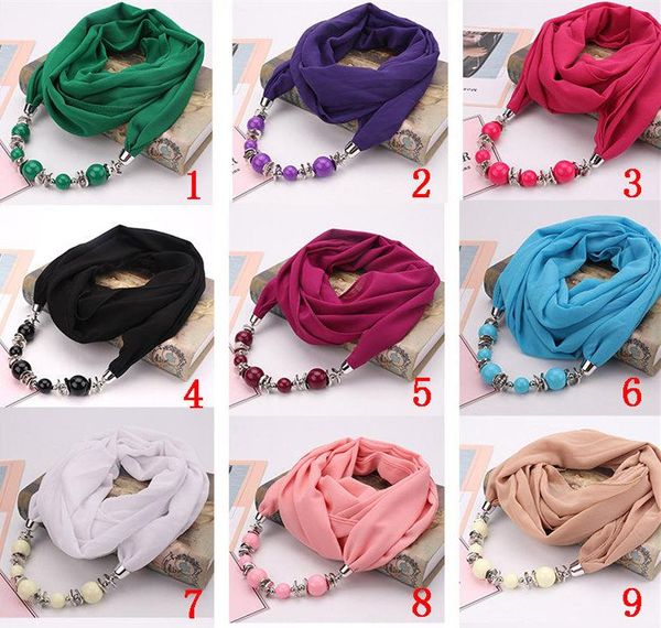 

2019 spring and autumn brand new fashion pendant scarves classic ethnic national resin ccb beads plain chiffon wrap & scarf wholesale lsf087, Blue;gray