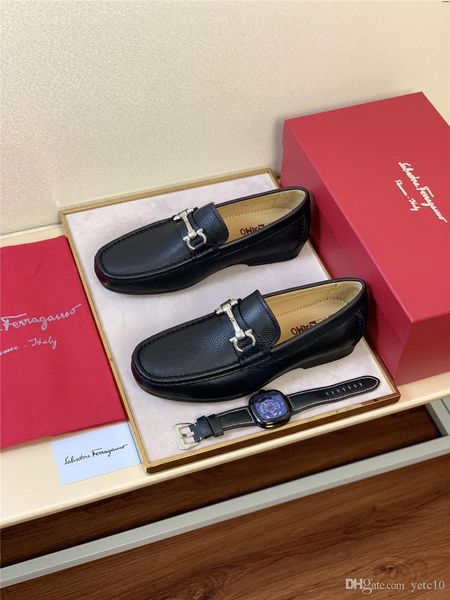

19ss brands men party wedding dress casual shoes luxury fashion print men loafers flat footwear male leather oxford shoes 39-45 yecq1, Black