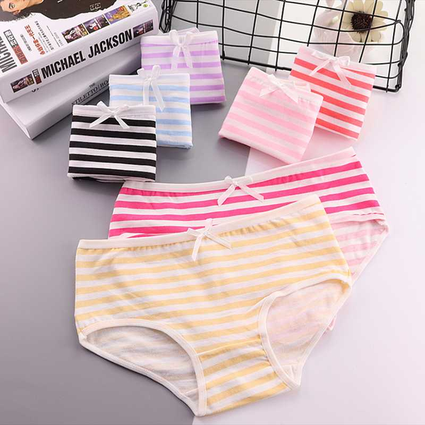 

3pcs/lot lingerie breathable panty intimates cotton stripe panties women's comfort underwear skin-friendly briefs plus size, Black;pink