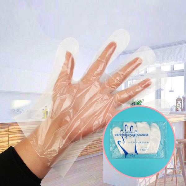 

100pcs/lot disposable gloves one-off plastic gloves restaurant bbq transparent eco-friendly pe kitchen garden accessories