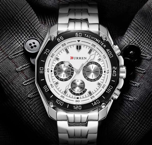 

2020 curren 8077 selling mens watches analog quartz business classic trendy stainless steel men watch oem montre de luxe, Slivery;brown